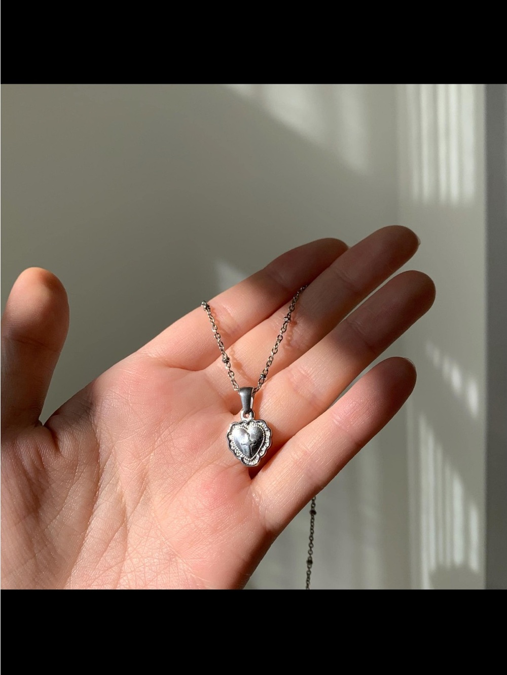 Dainty silver heart cross necklace